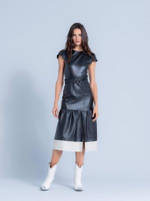 VESTIDO MANGA/ BABADOS FENDA